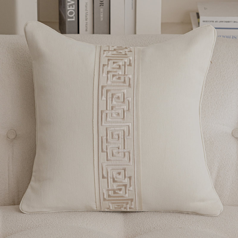 Allison Reversible Throw Pillow, Cream/Beige Trim