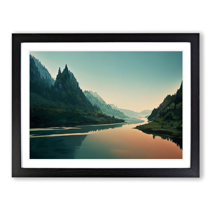 Desirable Forest River - Single Picture Frame Print, Black, 25cm H x 34cm W