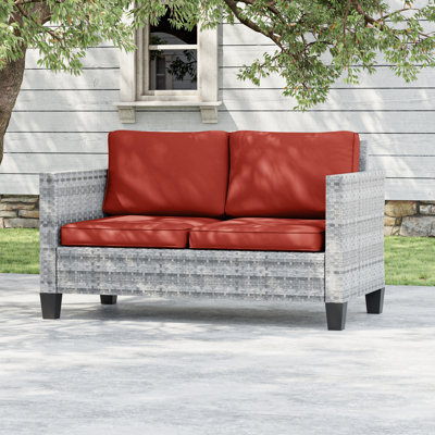 Patio Loveseat Sofa, All-Weather PE Rattan Wicker Set
