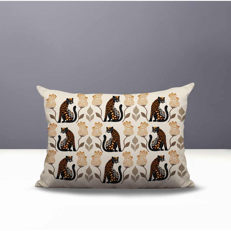 Coussin lombaire réversible intérieur / extérieur Hansa Leopard, Rectangle H 18 po x l 25 po, Orange