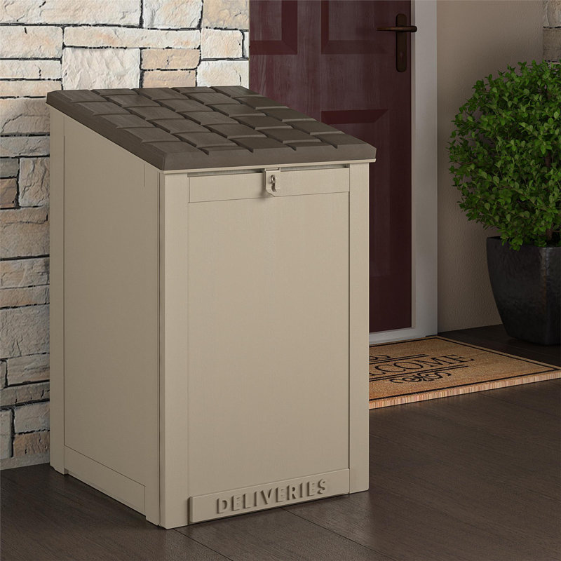 BoxGuard Large Lockable Package Delivery and Storage Box, 6.3 cubic feet, Tan