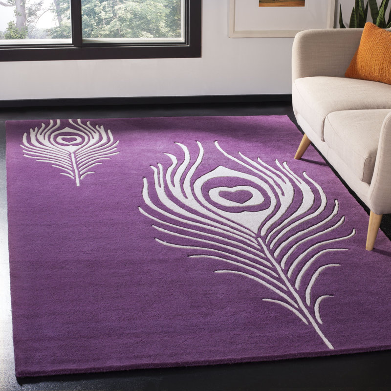 Tapis mauve touffeté à la main Nonia, Rectangle 3 pi 6 po x 5 pi 6 po
