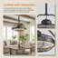 Ventilateur de plafond extérieur 21 po, éclairage DEL à intensité variable avec crochet de suspension, moteur réversible, conception à brancher, matériau ABS