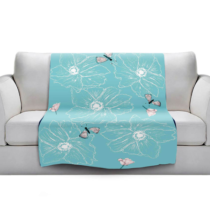 Couverture de sherpa turquoise doux papillon anemone, l 51 po x L 60 po