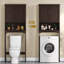 Rangement au-dessus de la toilette avec armoires supérieures et tablettes ouvertes Dharmraj-124581905