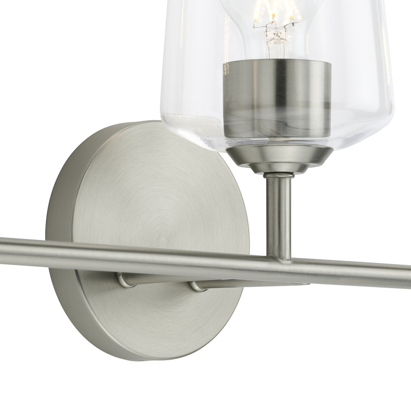 Celino Three-Light Bath & Vanity with Glass, Brushed Nickel, White
