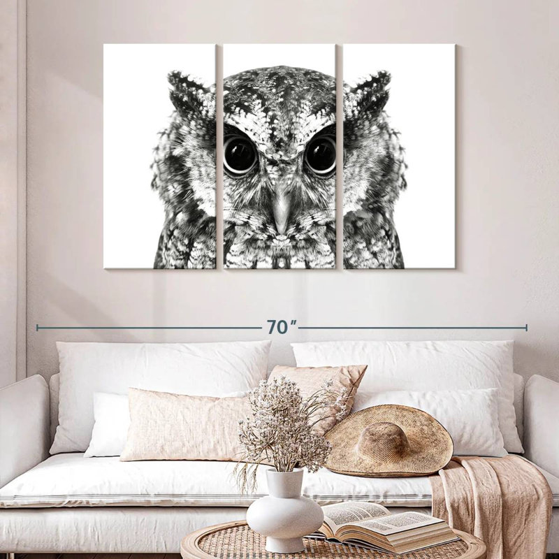 Hibou ensorcelant Brampt, H 32 po x l 50 po