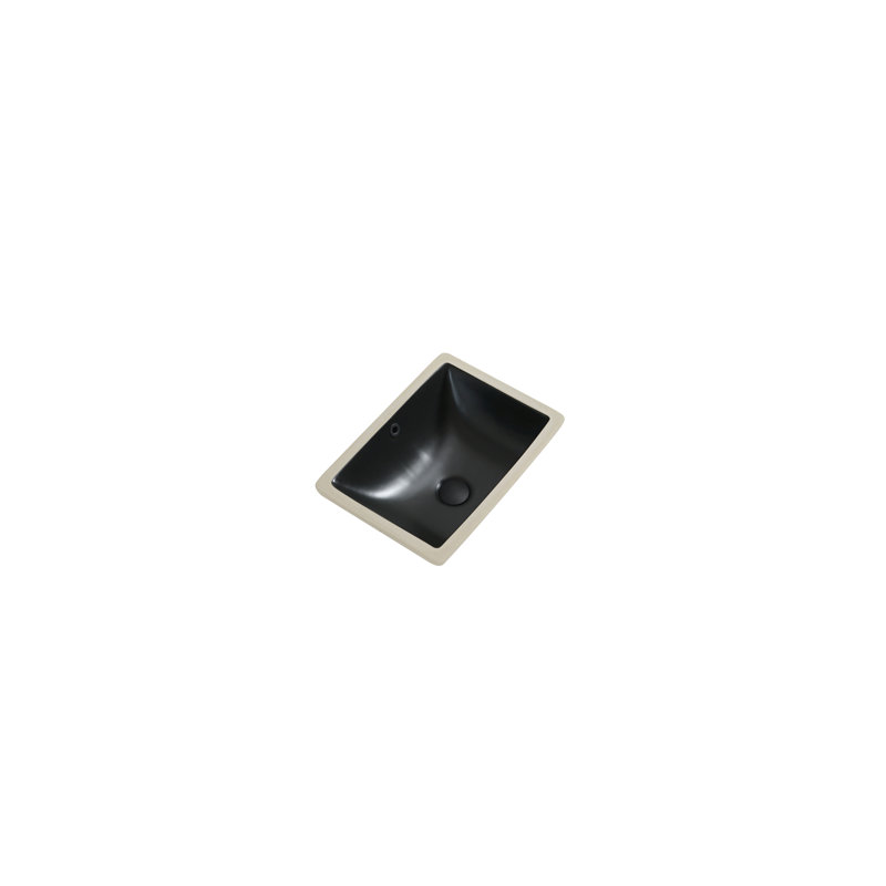 Lavabo de salle de bain rectangulaire encastré en céramique noir mat avec trop-plein Fazzi