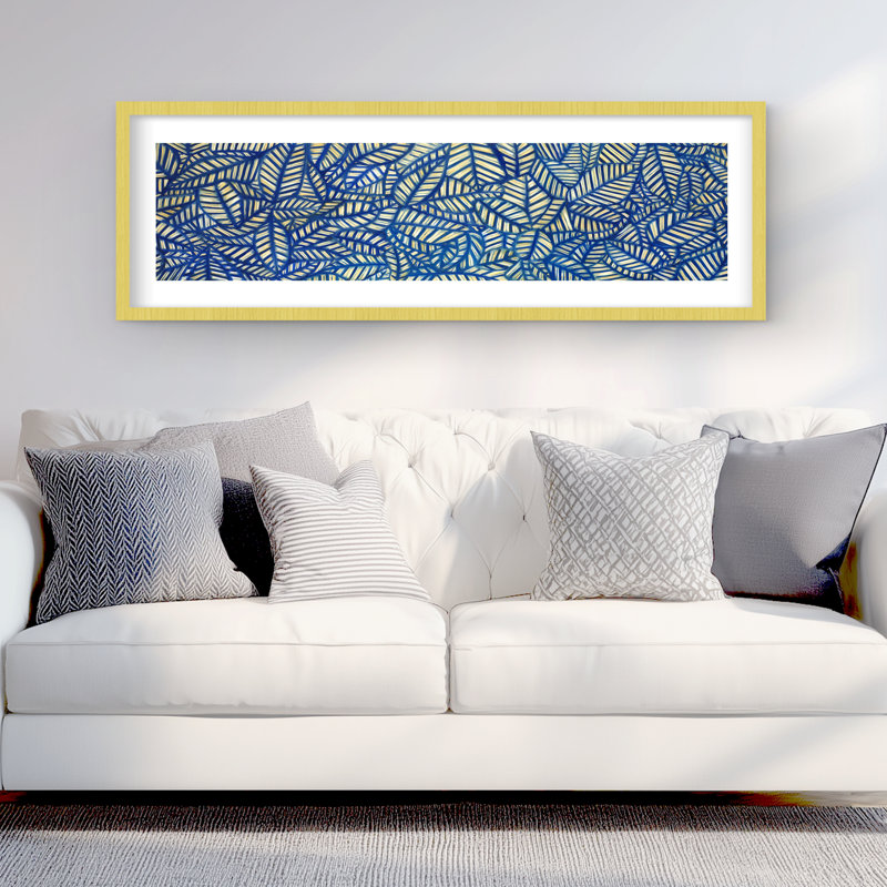 Feuilles de motifs - Reproduction matte encadrée pour le décor de la chambre à coucher