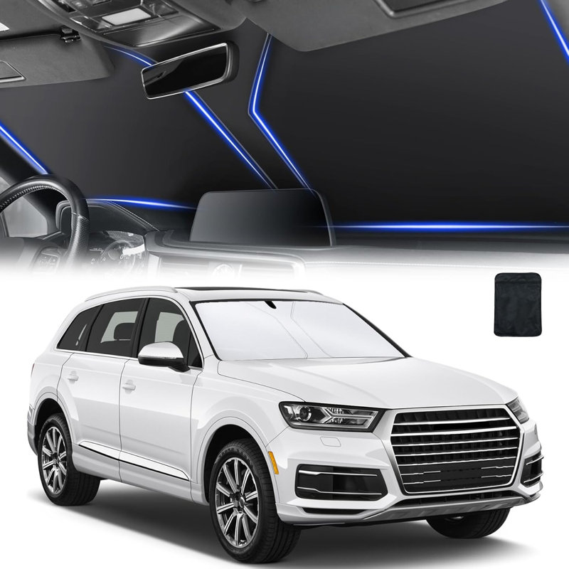 Universal Car Windshield Sun Shade, Foldable Reflective For Windshield & Window Shades With Overlapping Design, Car Interior Accessories