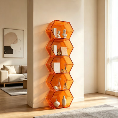 Bibliothèque orange hexagonale en acrylique