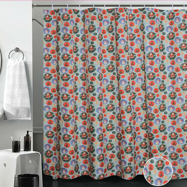 Rideau de douche simple à motif père noël à motif de noël européen Quesenberry