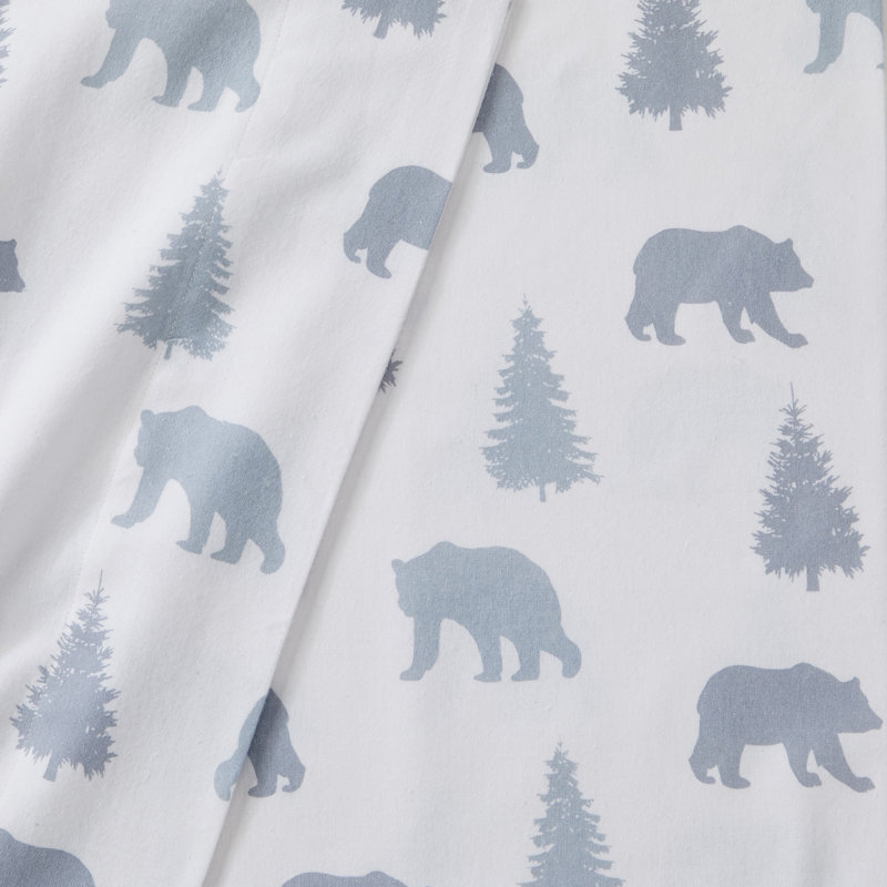 Flannel Geometric Sheet Set, Queen Sheet Set with Fitted Sheet and Pillowcases