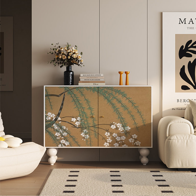 Armoire de rangement décorative en bois de pin, Blanc