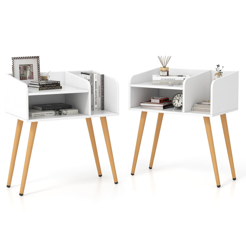 50cm W Metal Bedside Table, White