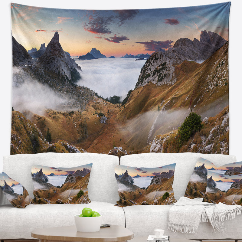 Paysage avec magnifique tapisserie panoramique d'été, H 50 po x l 60 po