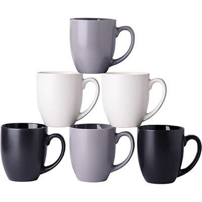 Ensemble de 6 tasses à café 16 oz, grandes tasses à café en céramique pour homme, femme, papa, maman, ensemble de tasses à café modernes avec poignée pour thé / café au lait / cappuccino / lait / cacao. Va au lave-vaisselle et au micro-ondes, mu