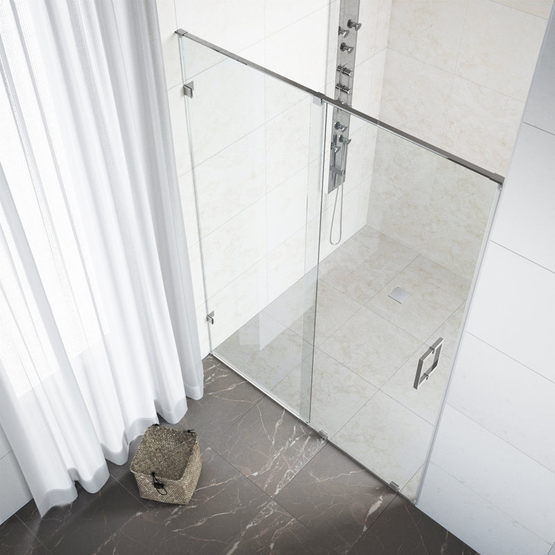 Porte de douche sans cadre avec technologie RollerDisk ™ Ryland l 50 "x H 72,75", Chrome