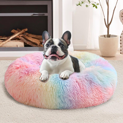 Dog Bed Cat Bed, Anti-Anxiety Small Dog Bed, Calming Donut Dog Bed For Puppy, Cozy Cat Bed, Fluffy Dog Beds For Small Dogs, Washable Round Puppy Bed F
