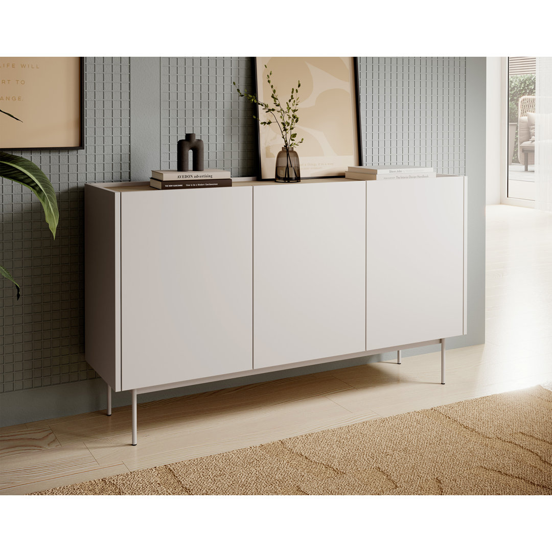Color 3-Door Sideboard 144 cm, Brick / Linea Oak