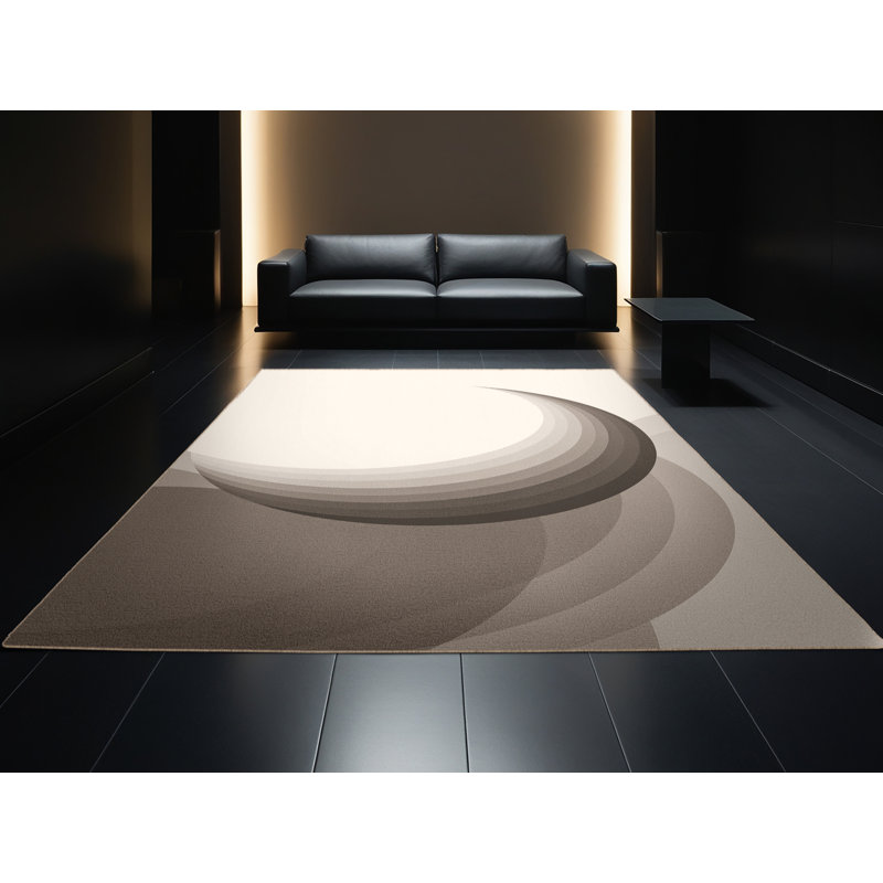 Machine Washable Pavlo Minimalist Rug in Beige – Beige Binding, 7 x 9