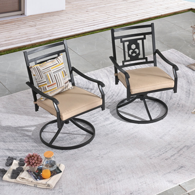 Chaise de patio pivotante avec coussin Rusi, Beige