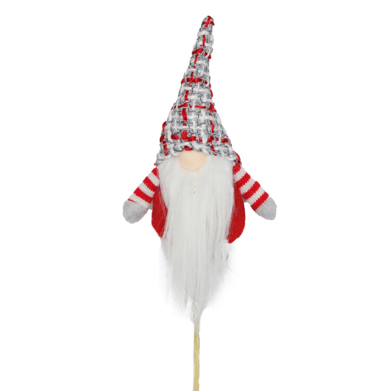 Gnome de père Noël 11,5 "avec chapeau écossais et accoudoirs rayés