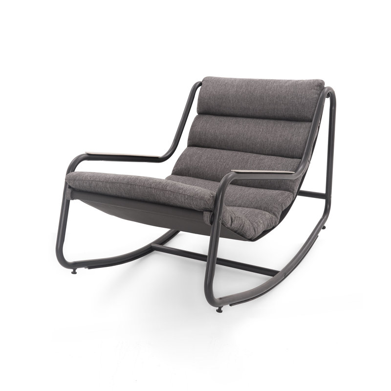 Chaise berçante surdimensionnée pour patio, Gris / Noir mat