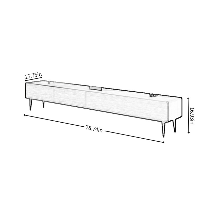 Console de salon moderne, H 16,93 po x L 78,74 po x l 15,75 po, Brun