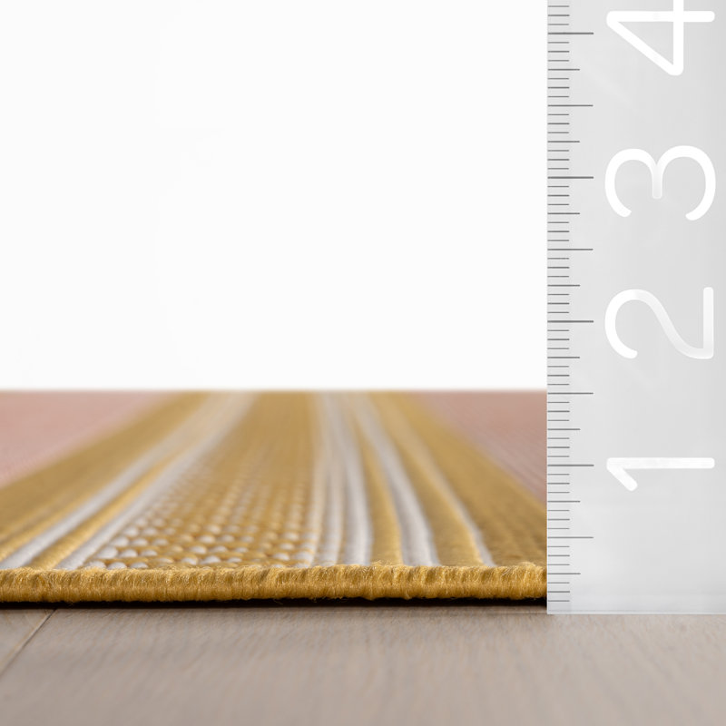  Riselia Indoor/Outdoor Abstract Area Rug, Rectangle 5' x 8', Yellow