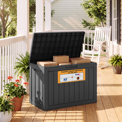 50 Gal Lockable Package Delivery Box – Weatherproof Resin Storage for Porch & Patio
