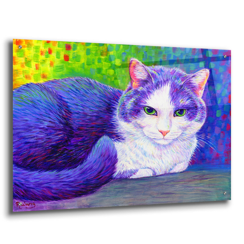 "Chat tuxedo mauve" par Rebecca Wang Art, H 24 po x l 36 po x P 0,2 po