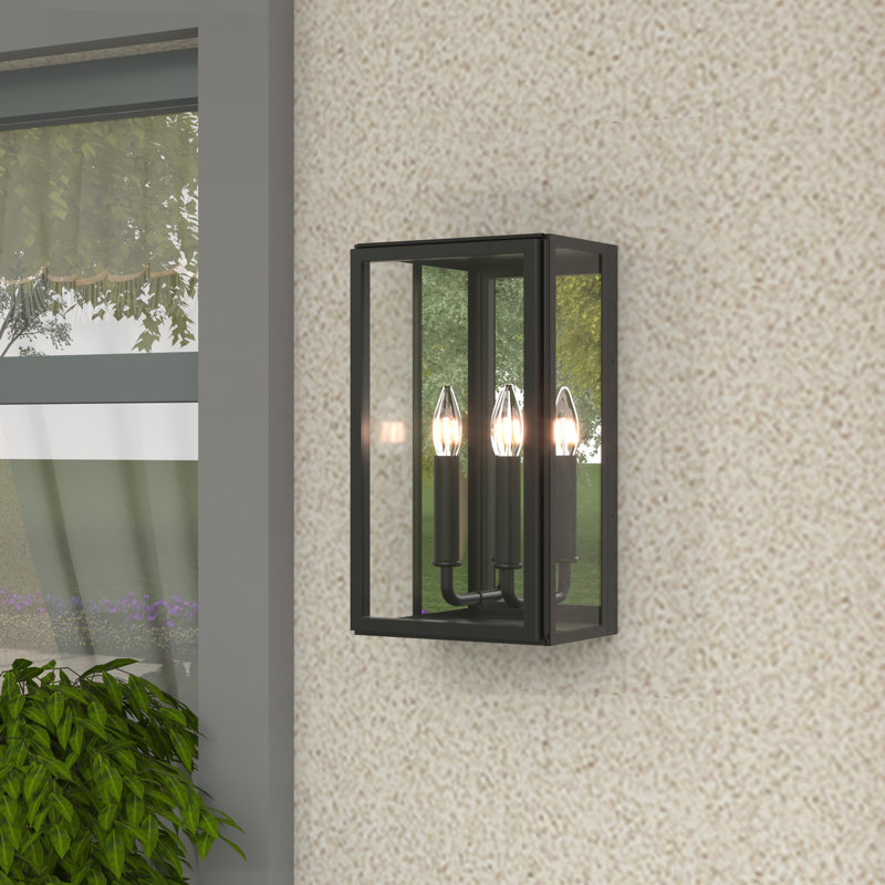 Wilmann Glass Wrought Iron Wall Light with Dusk to Dawn