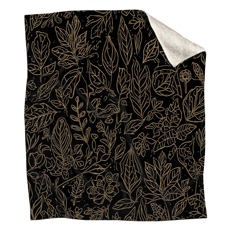 Couvertures botaniques feuille d'or, L 50 po x H 60 po