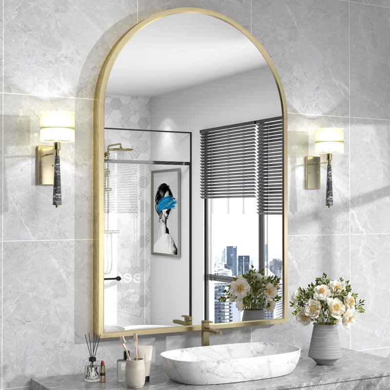 Miroir mural Amara, 48 po x 32 po, Or brossé