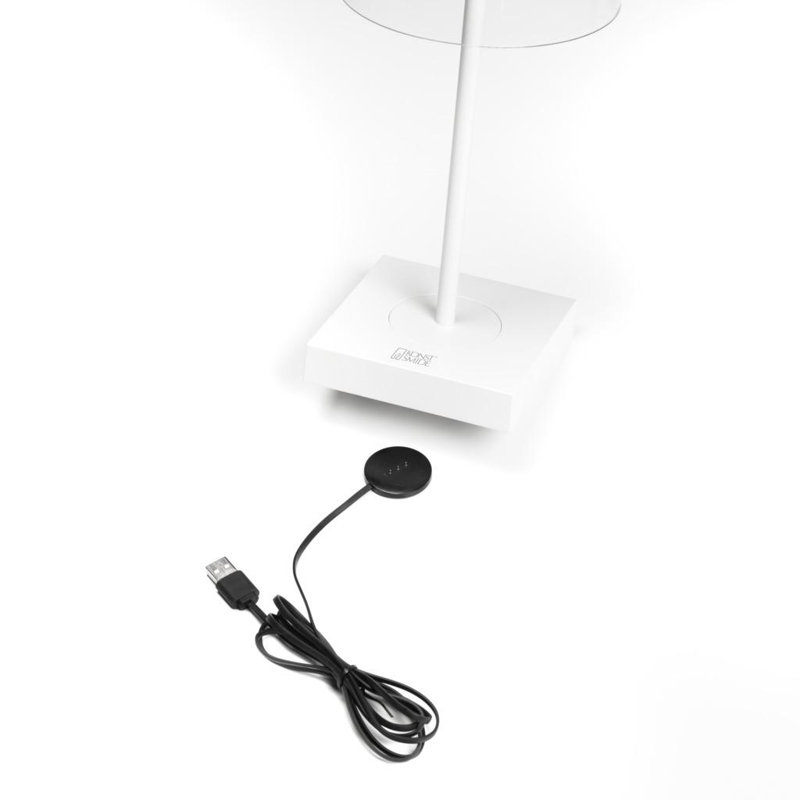 Scilla Cordless Table Lamp - USB Rechargeable, Dimmable LED, Elegant Design, White