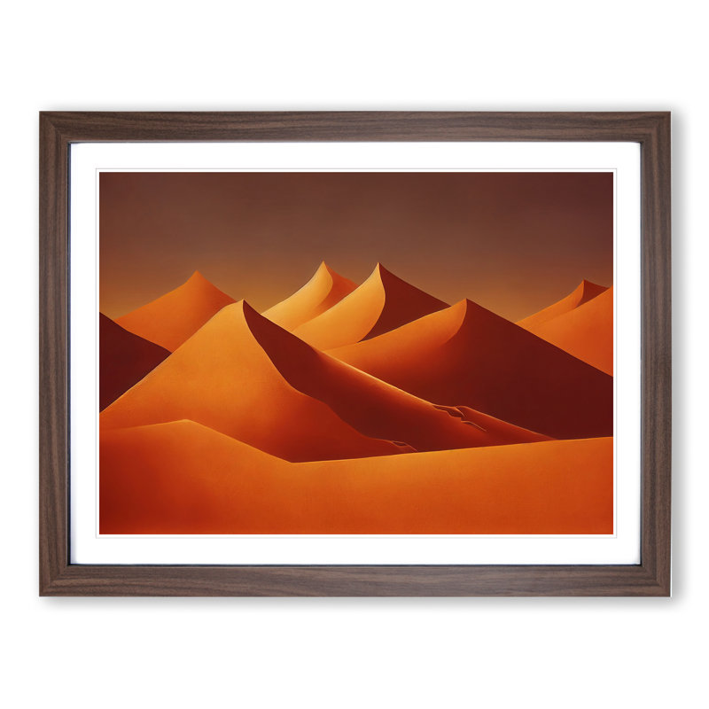Desert Sand Dunes Vol.1 - Single Picture Frame Print, 46cm H x 64cm W x 2cm D, Walnut