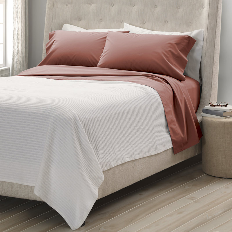 Cuddledown Signature Organic Percale Sheet Set, Twin Sheet Set with 1 Pillowcase, Spice