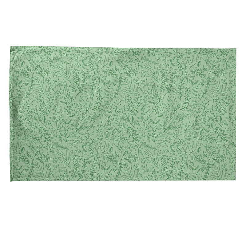 Serviette de thé à motif floral ditsy, Vert, Sergé de coton
