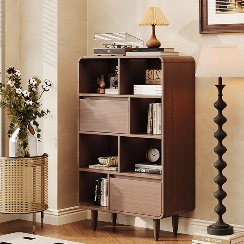 Vitrines en bois manufacturé et brun noisette, H 51,18 po x l 39,37 po x P 11,81 po