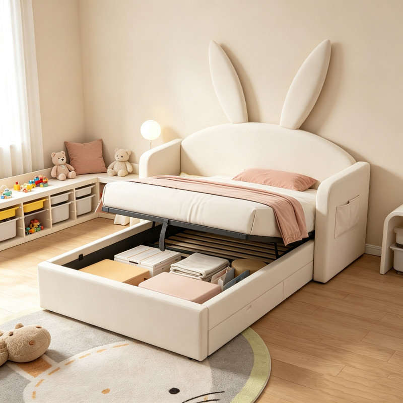 Bed, Beige