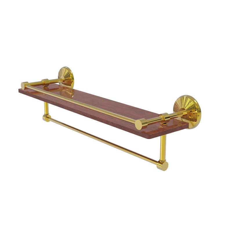 Tilney Bracket Shelf with Towel Bar, Polished Brass, 5" H x 22" W x 5" D