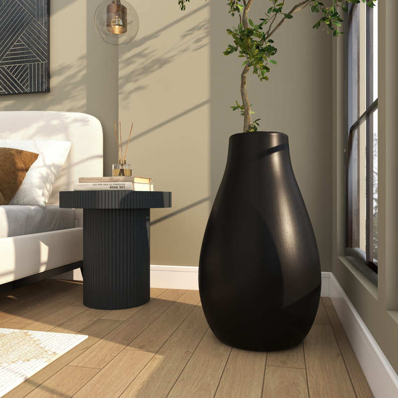Mable Ceramic Table Vase, Black, 27.5" H x 15.5" L x 15.5"W 