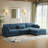 Maelina 4 - Piece Upholstered Navy Corduroy Modular Sectional Sofa with Pillow Back and Removable Ottoman-119222245