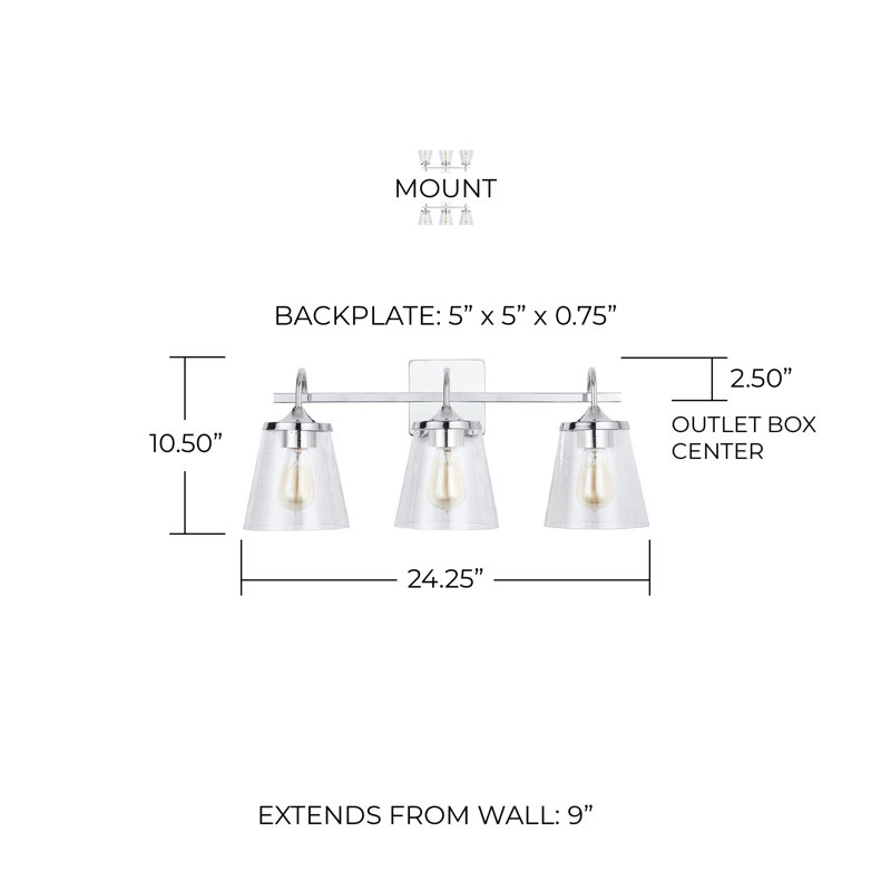 Independent 3 - Light Dimmable Vanity Light, Chrome