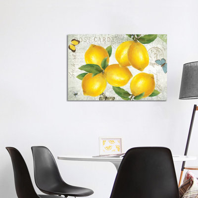 Postcard Lemons by Kelly Donovan - Wrapped Canvas Painting