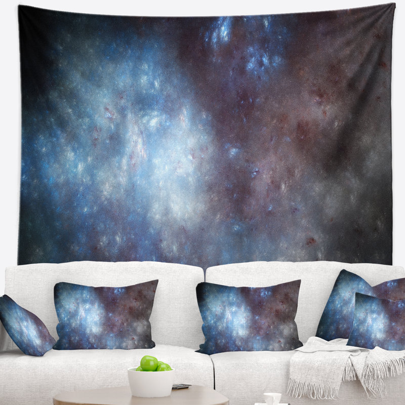 Tapisserie abstraite abstraite bleu gris, H 68 po x l 80 po