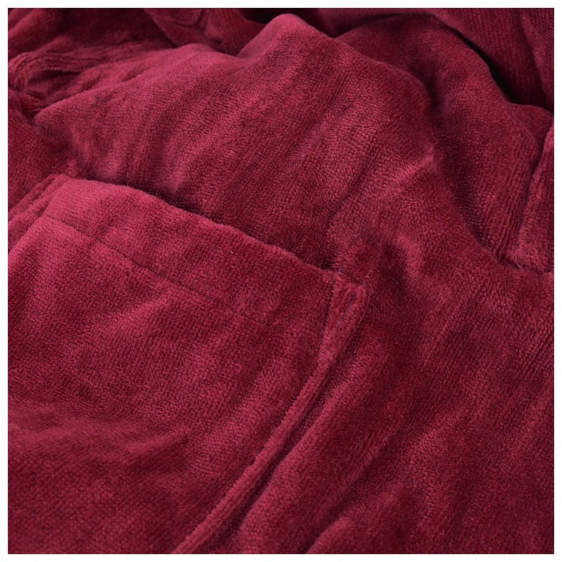 100% Cotton Mid-Calf Bathrobe with Pockets, M