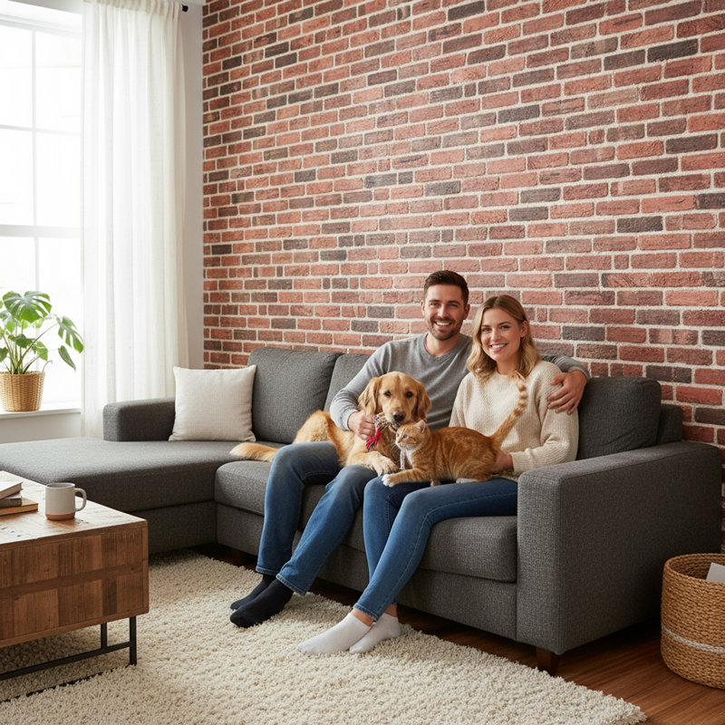 3D Faux Brick Wall Panels, Lightweight Foam Wall Paneling for Interior & Exterior Use, Paintable, Water-Resistant, 20" x 40" (Set of 9), Covers 48 Sq Ft