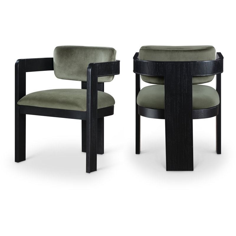 Chaise rembourrée Sacha Frink, Velours vert, Noir
